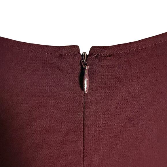 Theory Admiral Crepe Burgundy Short Sleeve Preppy A-Line Mini Dress Size 8 - Picture 7 of 10